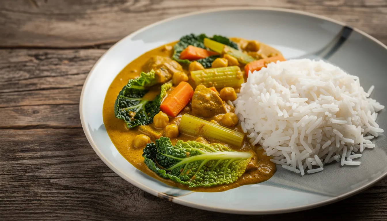 Cremiges Kokos-Gemüse-Curry mit knackigem Wirsing